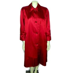 London Fog Towne Red Satin Trench Coat